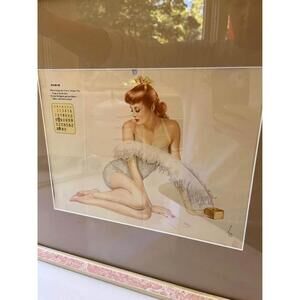 Vintage Pin up 1940’s Varga framed calendar print Real not reproduction